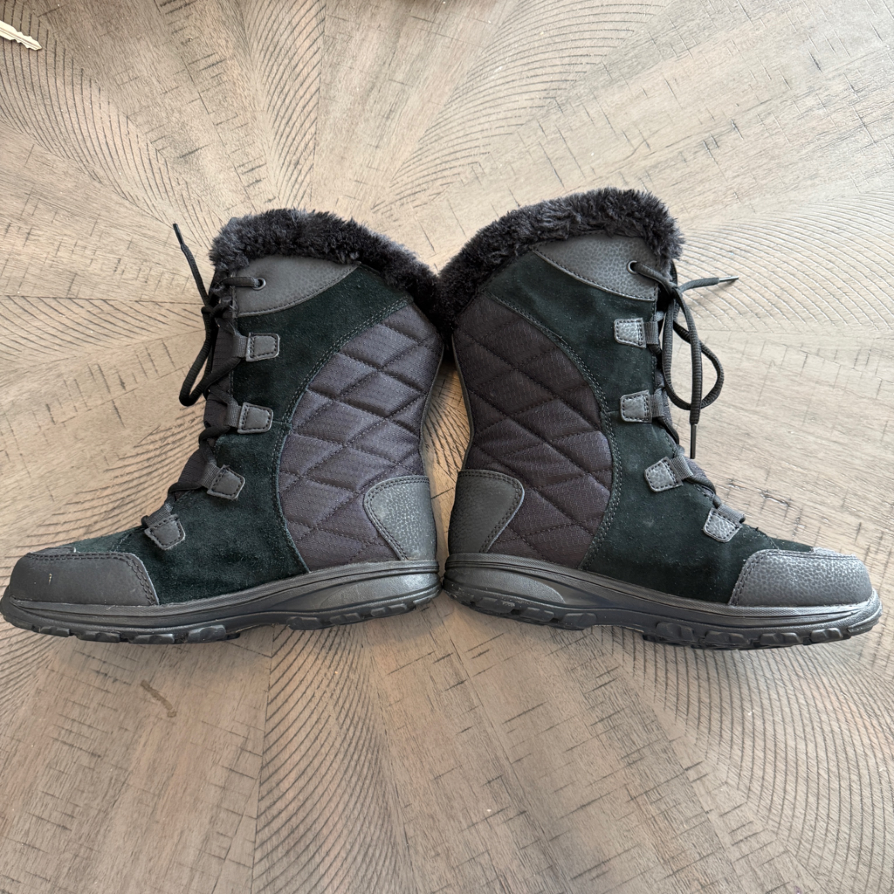 Columbia Boots Womens 6.5 Ice Maiden Ii Snow Black Faux Fur Lace-Up Bl1581-011